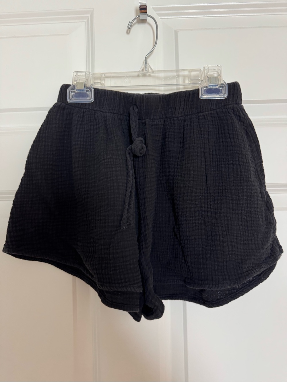 Women's Black Gauze Drawstring Athletic Shorts